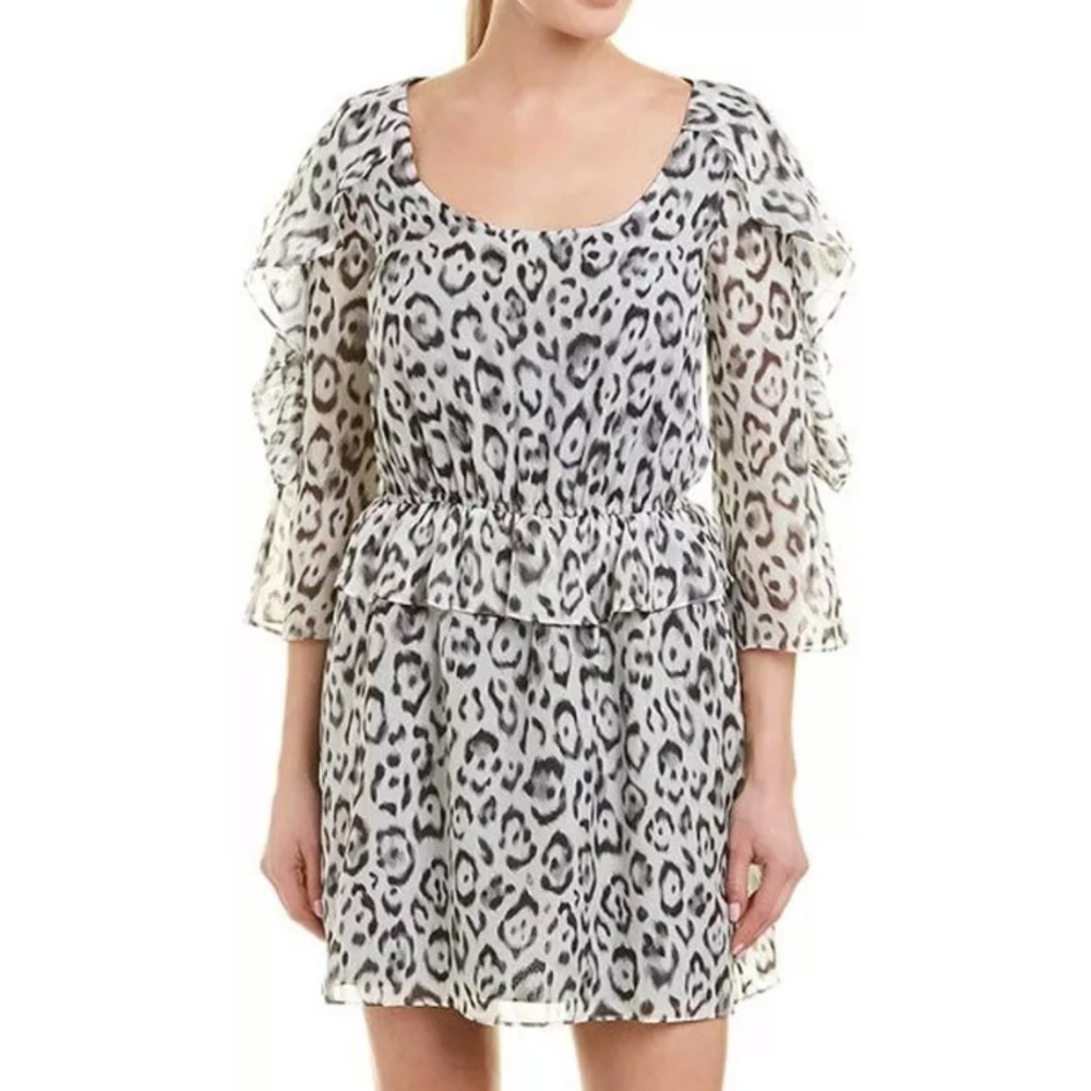 RACHEL ZOE Womens Flounce Trim Leopard Print Dress